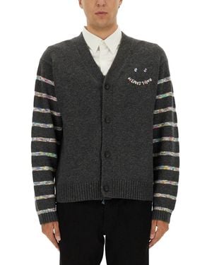 Paul Smith "Button Thru Ps Happy" Cardigan - Black