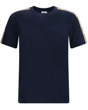 Burberry Check Motif Cotton T-Shirt - Blue