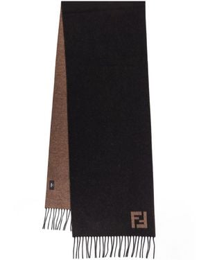 Fendi Double Ff Wool And Cashmere Scarf-Uomo - Nero