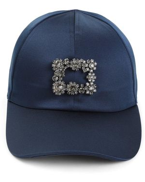 Roger Vivier Satin Rv Flower Strass Cap-Donna - Blu