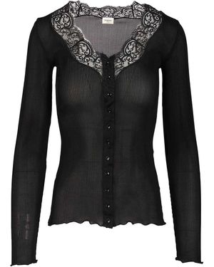 Saint Laurent Silk And Lace Cardigan Knitwear Nero-Donna