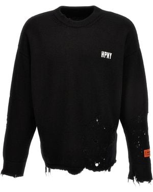 Heron Preston Shredded Knit Jumper - Black