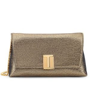 Tom Ford Laminated Pochette With Chain Shoulder Strap - Grey