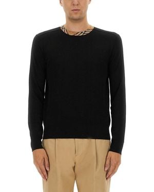 Burberry Check Wool Sweater - Black
