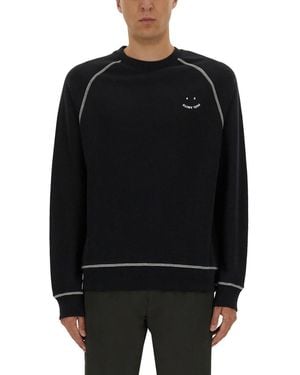 Paul Smith Sweatshirt With Embroidery Ps Happy - Black