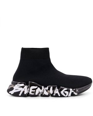 Balenciaga Speed 2.0 Graffiti Recycled Knit Sneaker - White