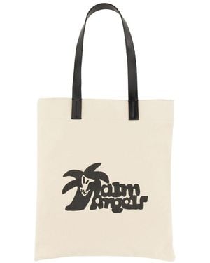 Palm Angels Cotton Canvas Shopping Bag-Uomo - Neutro