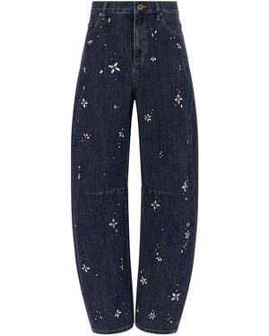Self-Portrait Barrel Leg Jeans - Blue