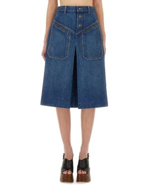 Chloé Chloã Denim Knee-Length Skirt - Blue