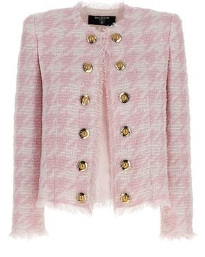 Balmain Bouclé Blazer Blazers - Pink