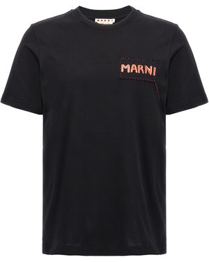 Marni Logo T Shirt Nero-Uomo