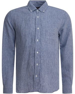 Beams Plus Linen Solid Shirts Blue