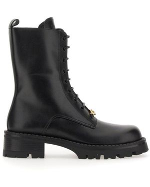 Versace Stivale Con Lacci Alia - Nero