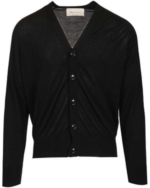 Ami Paris Paris V-Neck Wool Cardigan Knitwear - Black
