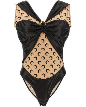 Marine Serre Logo Bodysuit Top Nero-Donna