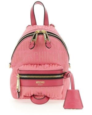 Moschino Mini Backpack With Monogram Logo - Pink