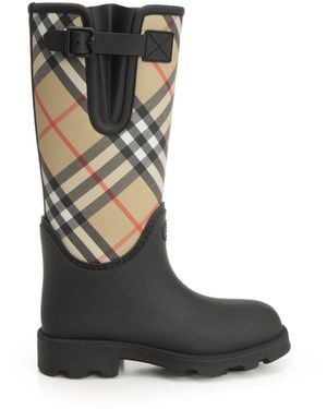 Burberry "Marsh Stamp" Rubber High Boots - Black