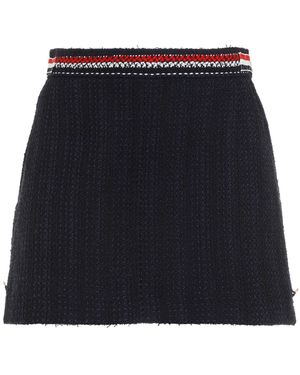 Thom Browne Cotton Thigh Length Side Tab Skirt-Donna - Blu