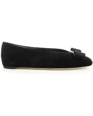 Ferragamo Vanna V Ballerina In Velvet Scarpe Basse Black