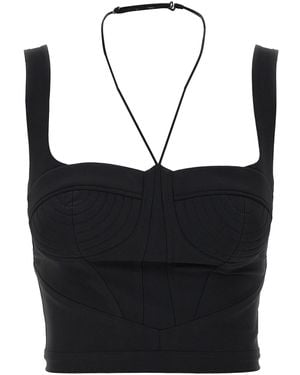 Nensi Dojaka Shaped Bustier Top With Intricate Neck Lacing - Black
