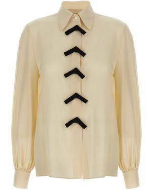 Valentino Garavani Bow Shirt Shirt And Blouse - Natural
