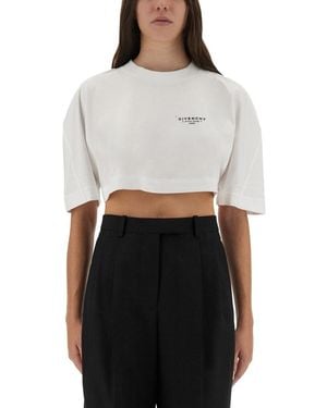 Givenchy Cropped T-Shirt With Logo Print - White