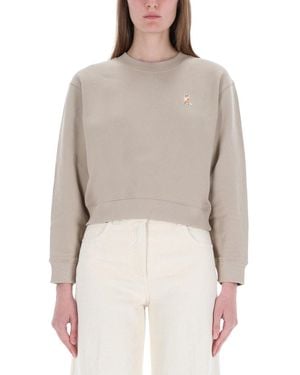 Maison Kitsuné Cropped "Fox" Sweatshirt - Natural
