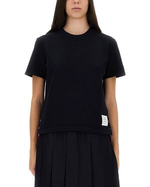 Thom Browne T-Shirt With Stripes-Donna - Nero