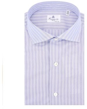 Finamore 1925 Cotton Shirt With Striped Motif - Purple