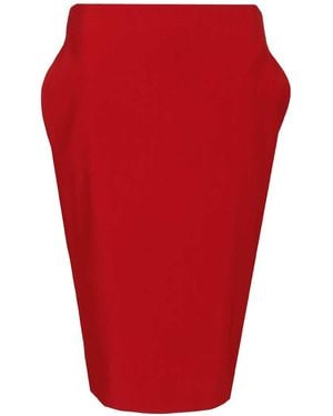 Saint Laurent Satin Pencil Skirt - Red
