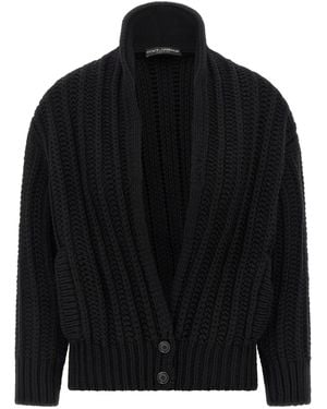 Dolce & Gabbana Coarse Wool Cardigan Sweaters And Cardigans - Black