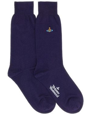 Vivienne Westwood Socks With Orb Embroidery - Blue