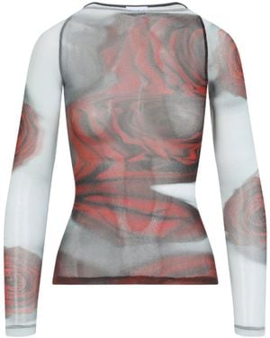 Jean Paul Gaultier Blurry Roses Polyamide Top-Donna - Grigio