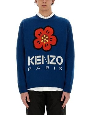 KENZO Jersey With Embroidery Boke Flower - Blue