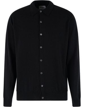 John Smedley Extrafine Polo Cardigan - Black
