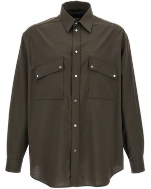 Fendi Wool Shirt Camicie Verde-Uomo