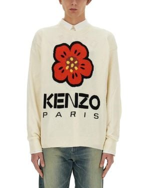 KENZO Jersey With Embroidery Boke Flower - White