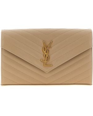 Saint Laurent Monogram Crossbody Bags - Natural