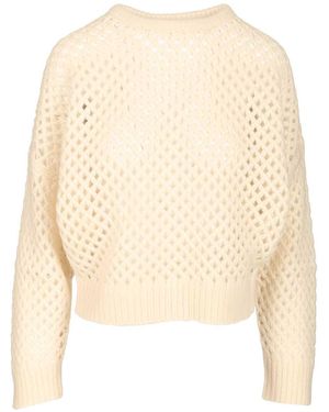 Max Mara Cashmere And Silk Sweater Knitwear Bianco-Donna - Neutro