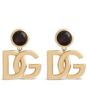 Dolce & Gabbana Logo Plaque Earrings - Metallic