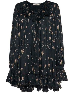 Chloé Silk Short Dress - Black