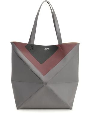 Loewe Puzzle Fold Tote Xl X Josef And Anni Albers Shoulder Bags Grey