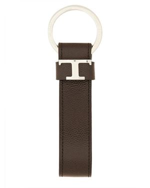 Tod's "T Timeless" Logo Keychain - White