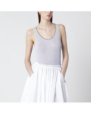 Roberto Collina Lilac Tank Top With Gold Trim - White