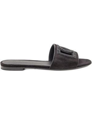 Dolce & Gabbana Dg Logo Leather Sandals - Black
