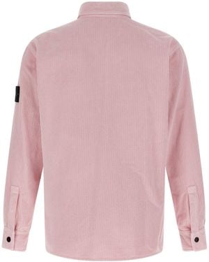 Stone Island Velvet Overshirt Shirt And Blouse - Pink