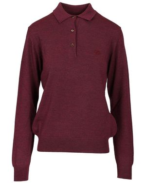 Etro Wool Polo Shirt Knitwear Bordeaux - Purple