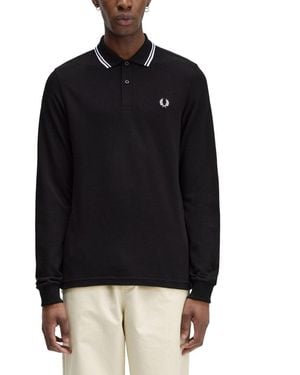 Fred Perry Double Line Polo Shirt - Black