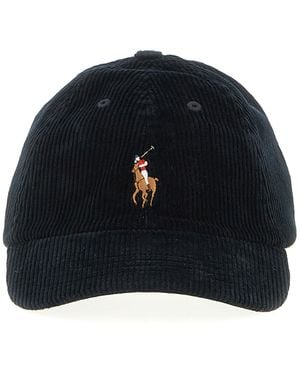 Polo Ralph Lauren Ribbed Velvet Hat Hats Black - Blue