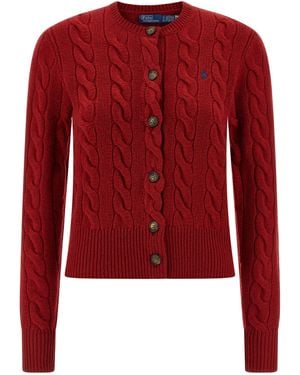 Polo Ralph Lauren Braided Cardigan Sweaters And Cardigans Red